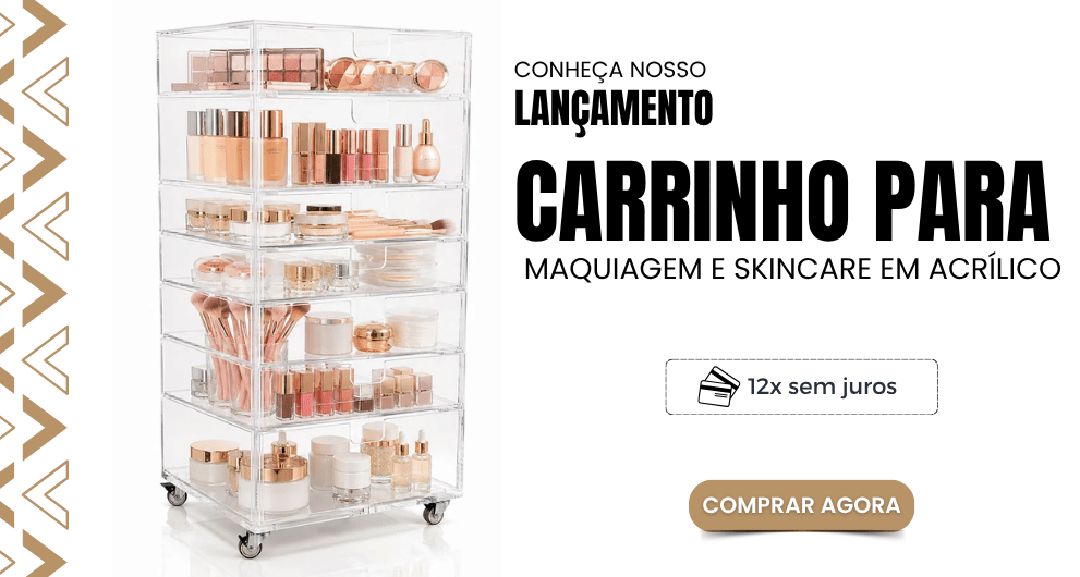 Carrinho de acrílico para maquiagem