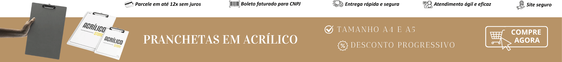 Pranchetas em acrílico