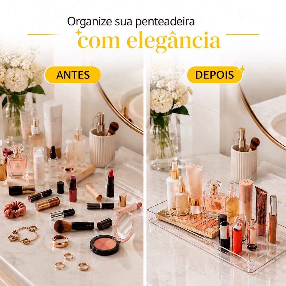 Bandeja Organizadora Multiuso em Acrílico Transparente