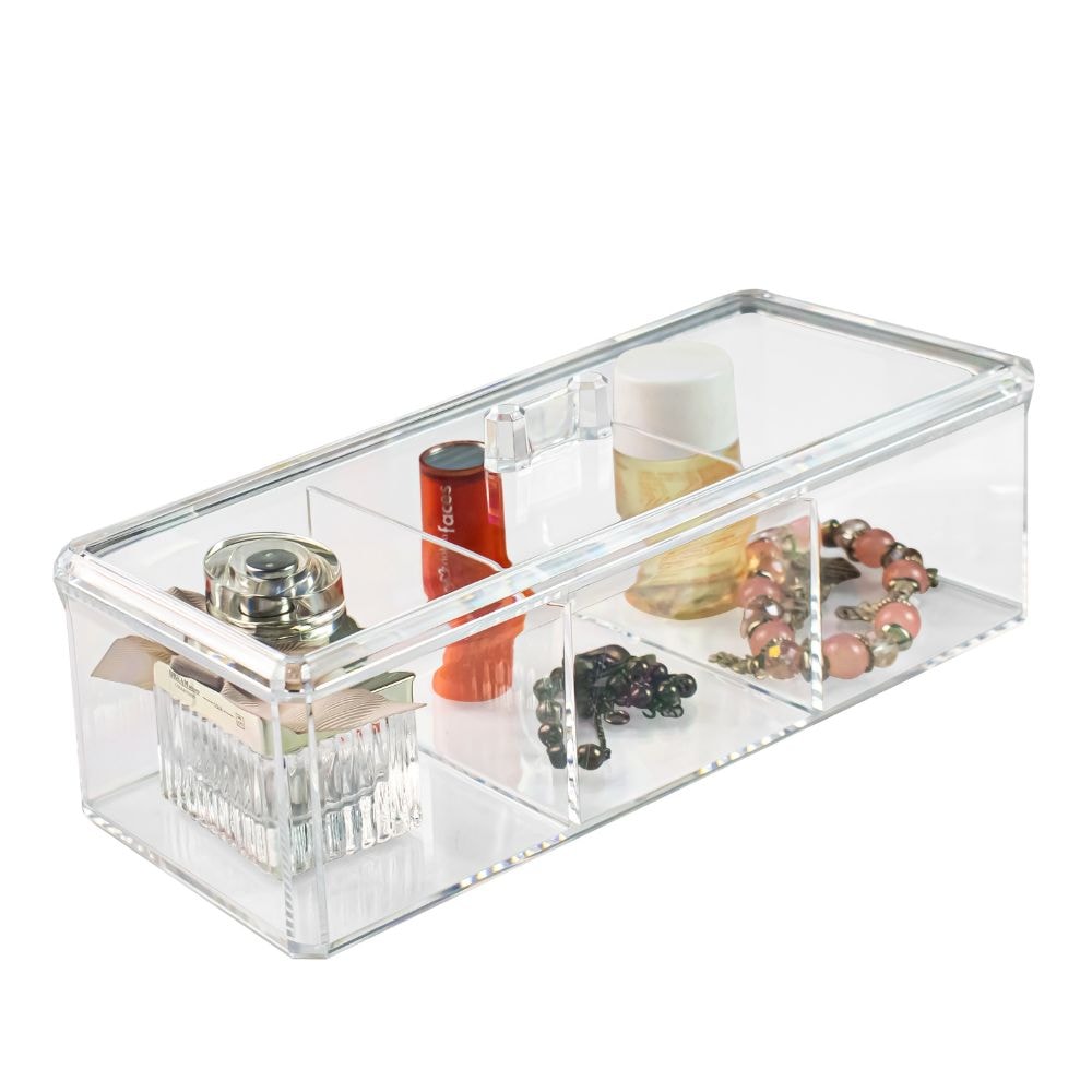 Caixa em Acrílico Organizadora com 3 divisórias Caixa em Acrílico Organizadora com 3 divisórias