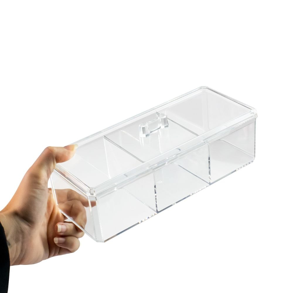 Caixa em Acrílico Organizadora com 3 divisórias Caixa em Acrílico Organizadora com 3 divisórias