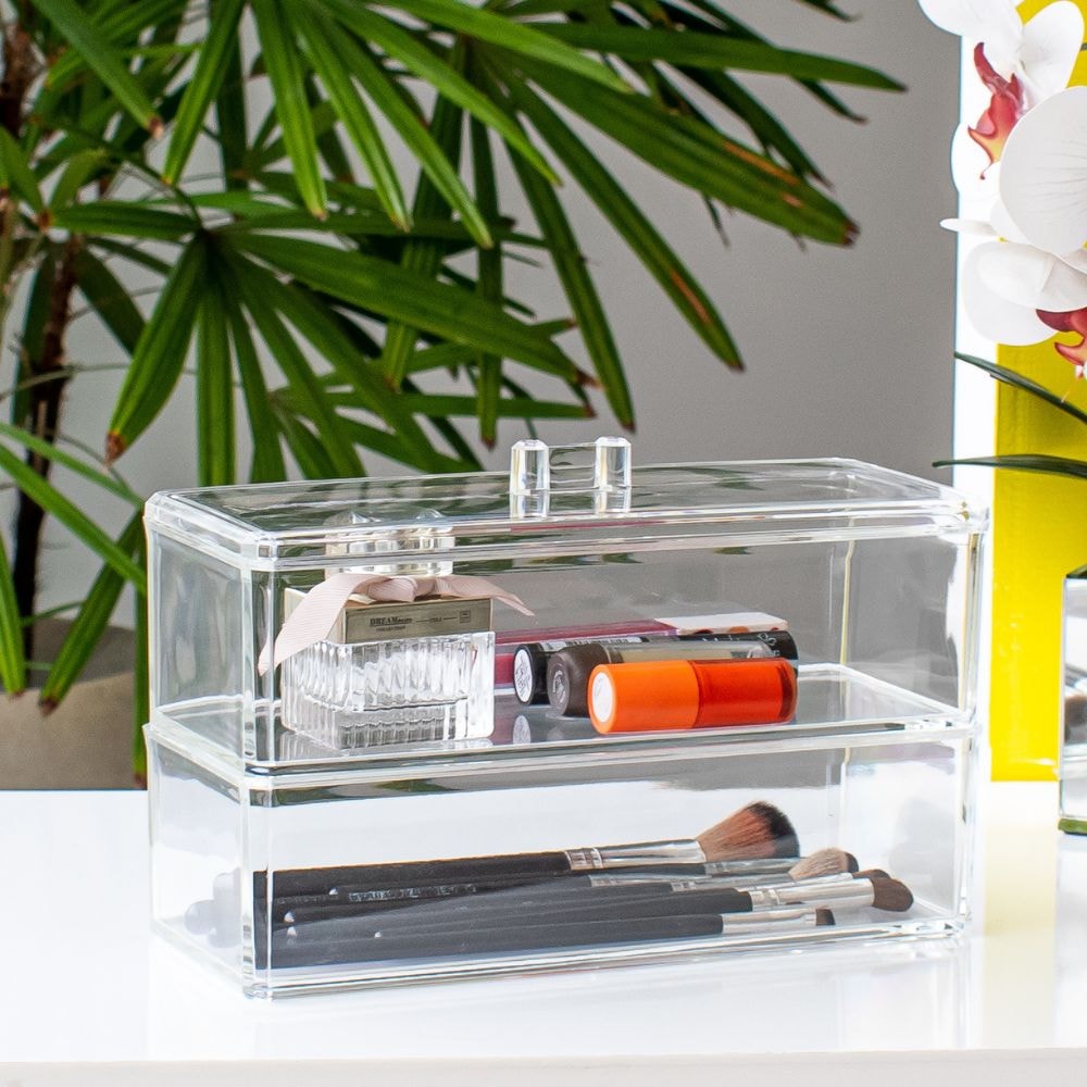 Caixa em Acrílico Organizadora Dupla sem Divisórias Caixa em Acrílico Organizadora Dupla sem Divisórias