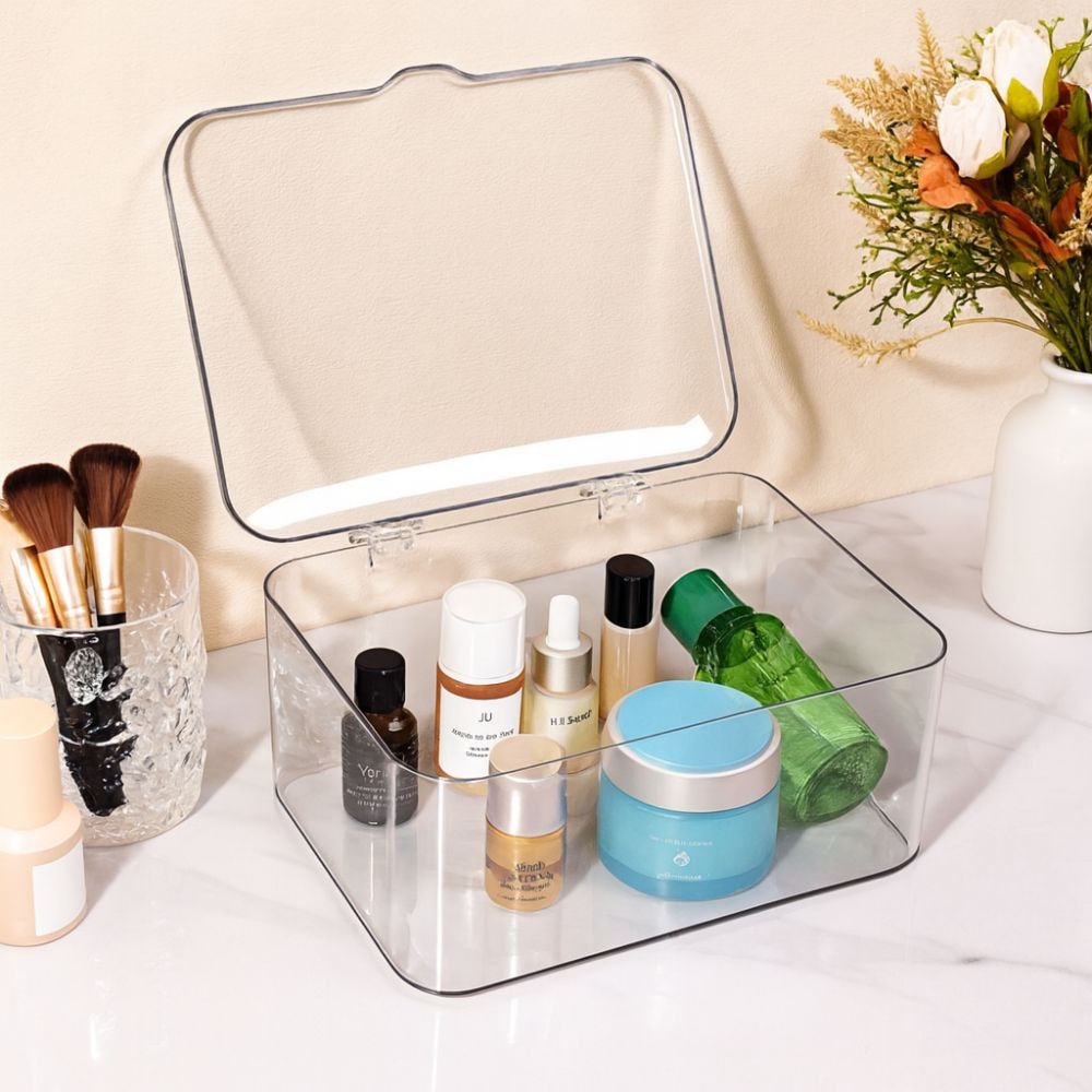 Caixa Organizadora de Cosméticos em Acrílico com Tampa Caixa Organizadora de Cosméticos em Acrílico com Tampa