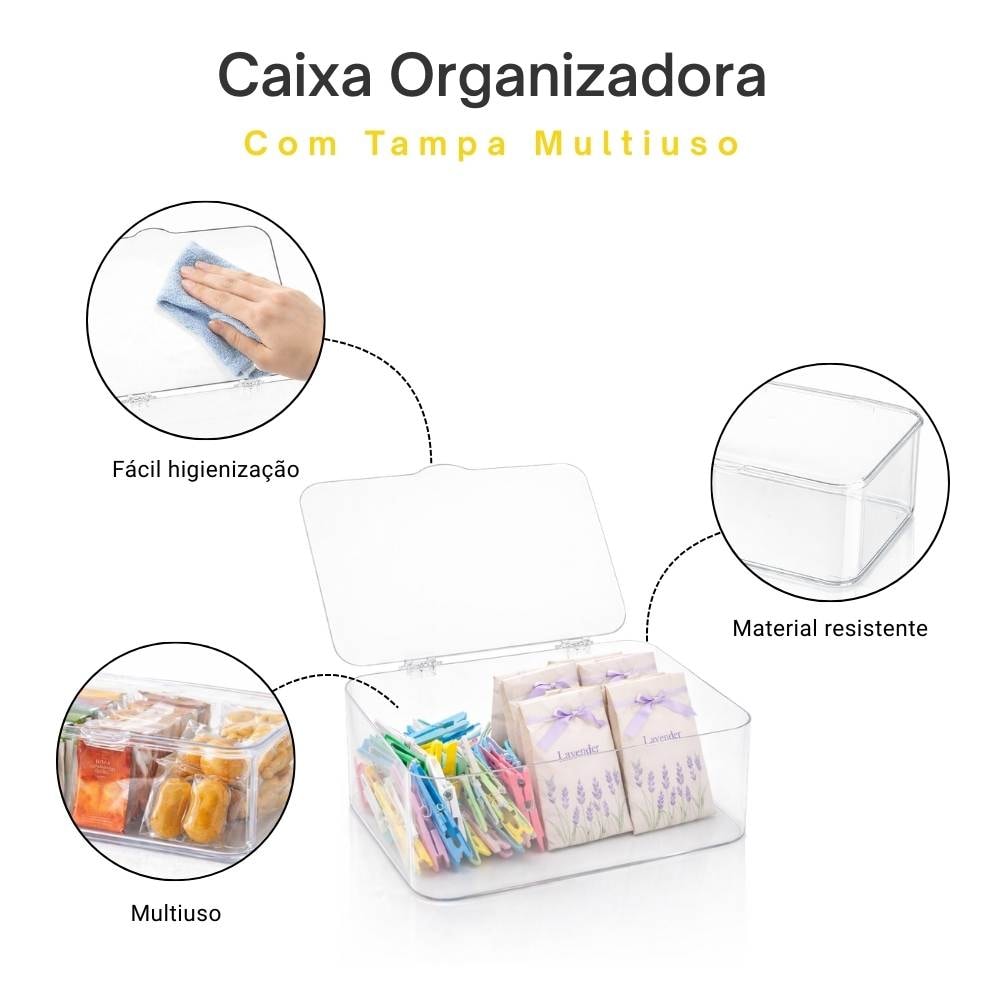 Caixa Organizadora Multiuso Acrílico com Tampa