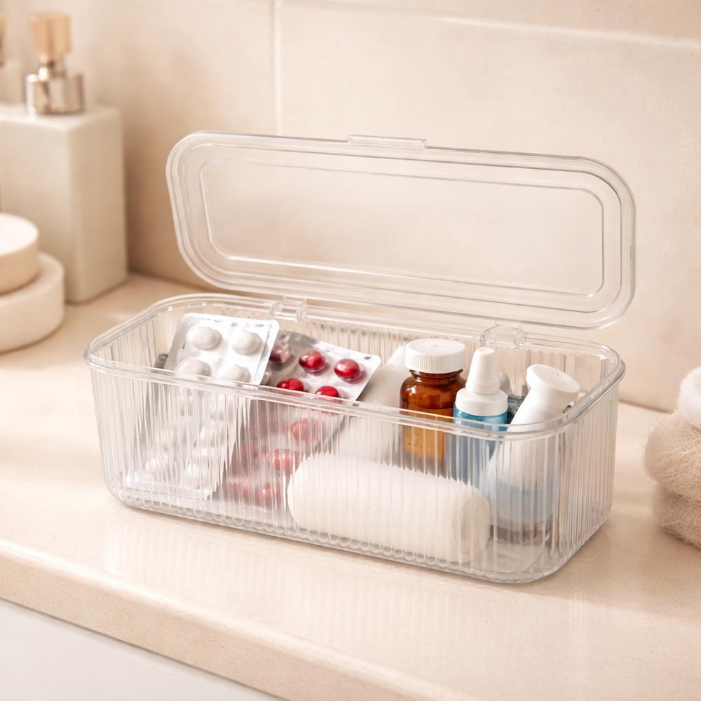 Caixa Organizadora Multiuso Lines com Tampa em Acrílico