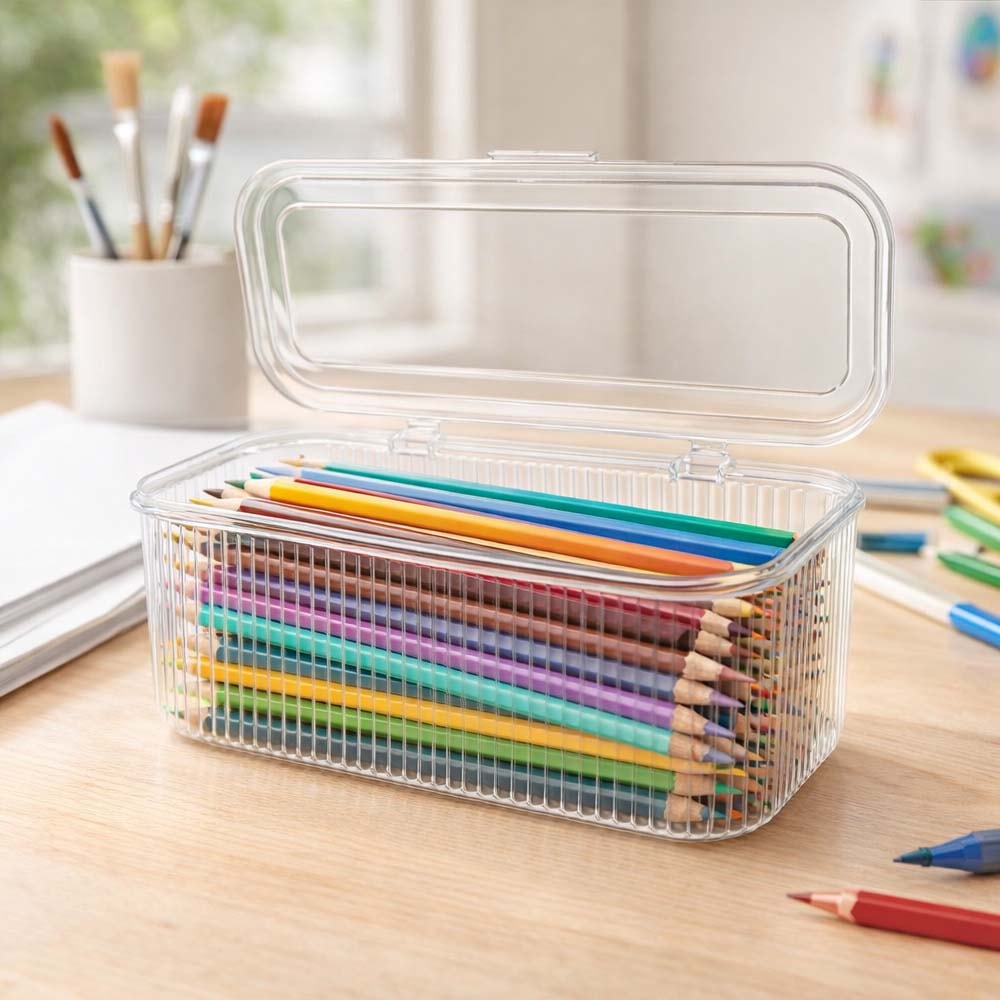 Caixa Organizadora Multiuso Lines com Tampa em Acrílico