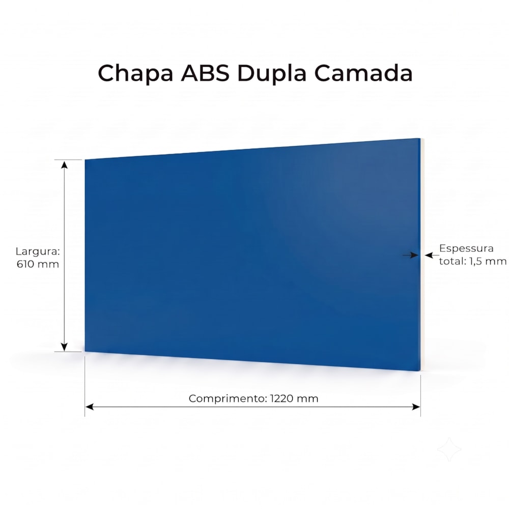 Chapa ABS Dupla Camada Azul/Branco - 1220x610x1.5mm