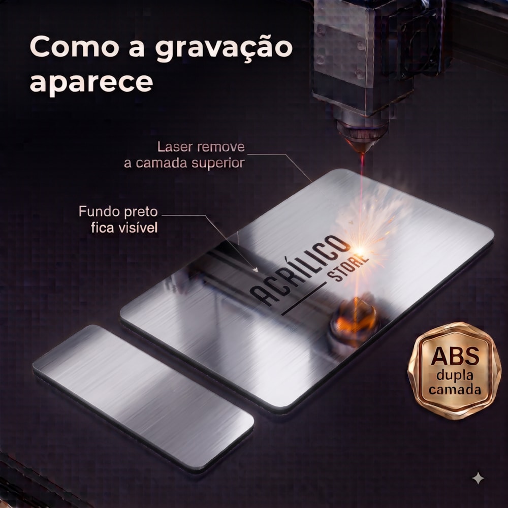 Chapa ABS Dupla Camada Prata/Preto - 300X300X1.5MM