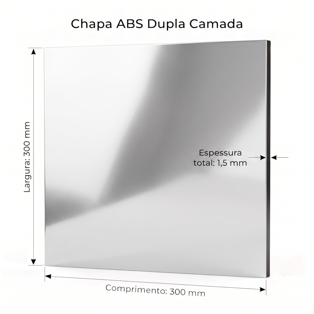 Chapa ABS Dupla Camada Prata/Preto - 300X300X1.5MM