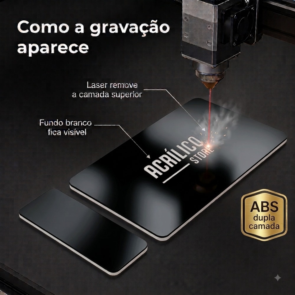 Chapa ABS Dupla Camada Preto/Branco - 1220x610x1.5mm