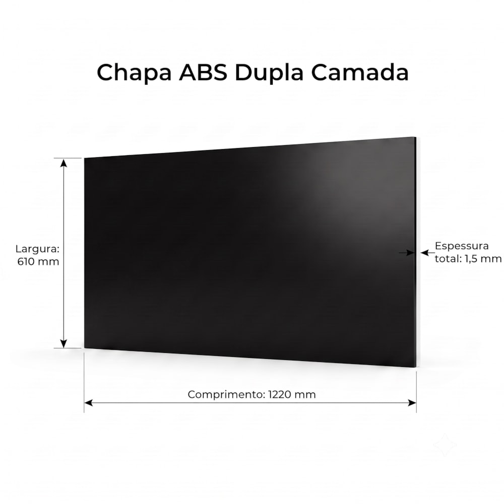 Chapa ABS Dupla Camada Preto/Branco - 1220x610x1.5mm