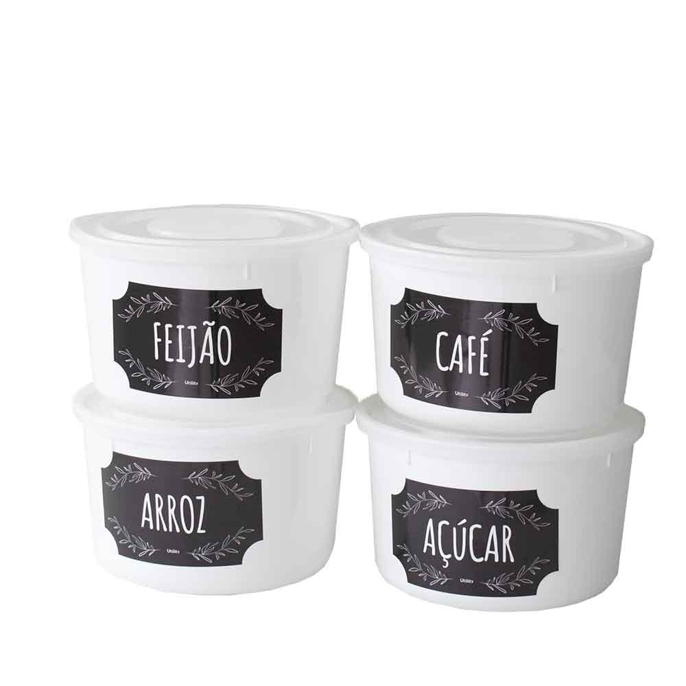 Conjunto 4 Potes para Mantimentos Conjunto 4 Potes para Mantimentos