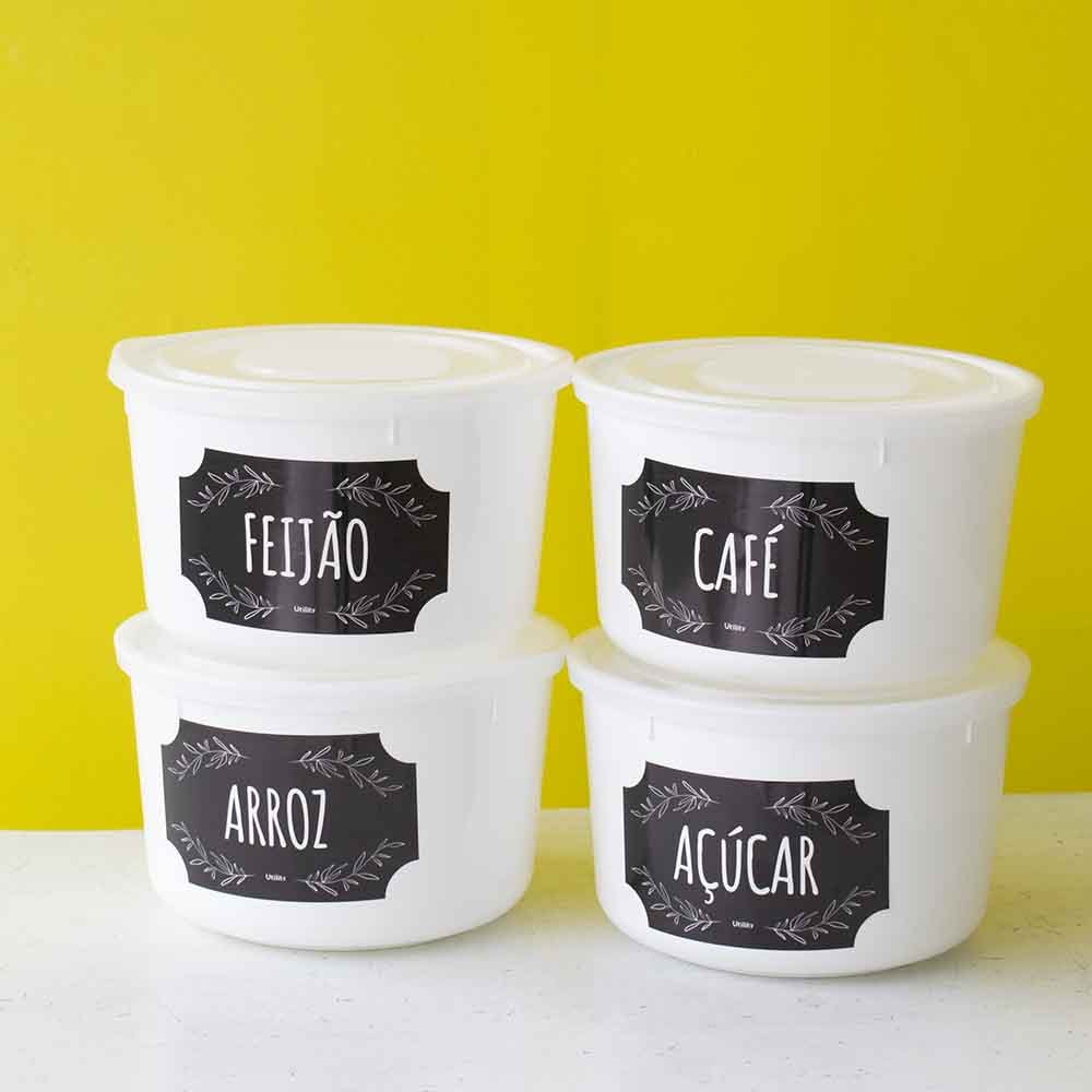 Conjunto 4 Potes para Mantimentos Conjunto 4 Potes para Mantimentos