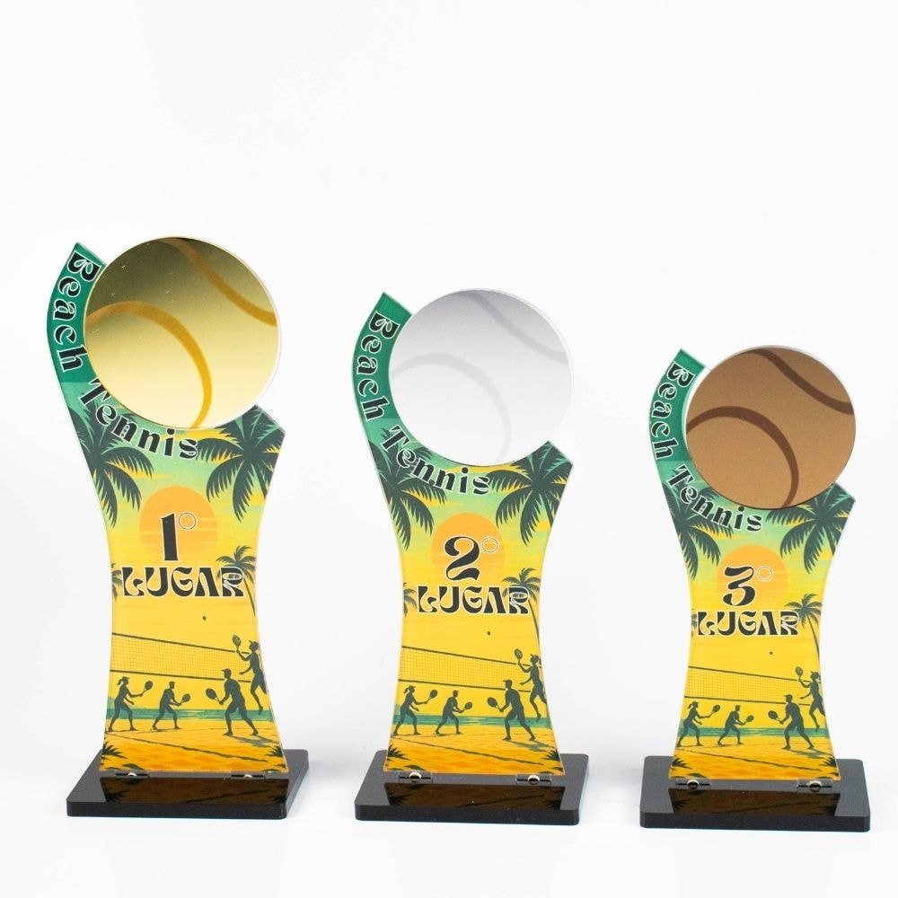 Conjunto de Troféus 1 2 3 Lugar Beach Tenis Misto sem Personalização