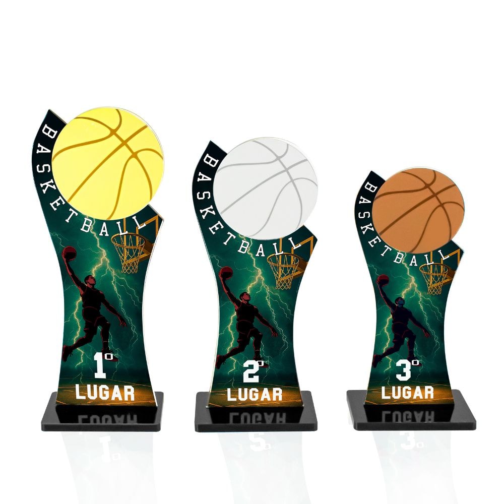 Conjunto de Troféus em Acrílico Basketball sem Personalização
