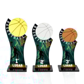 Conjunto de Troféus em Acrílico Basketball sem Personalização