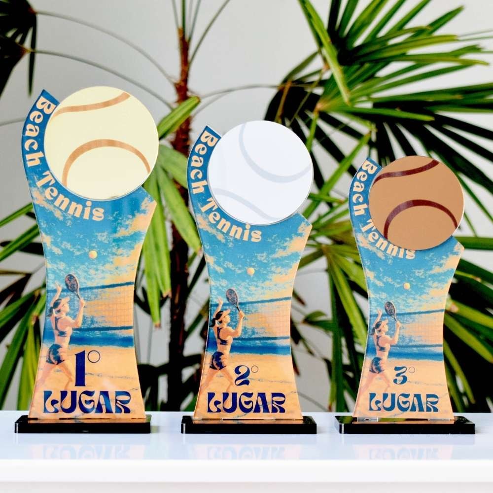 Conjunto de Troféus em Acrílico Beach Tênis sem Personalização
