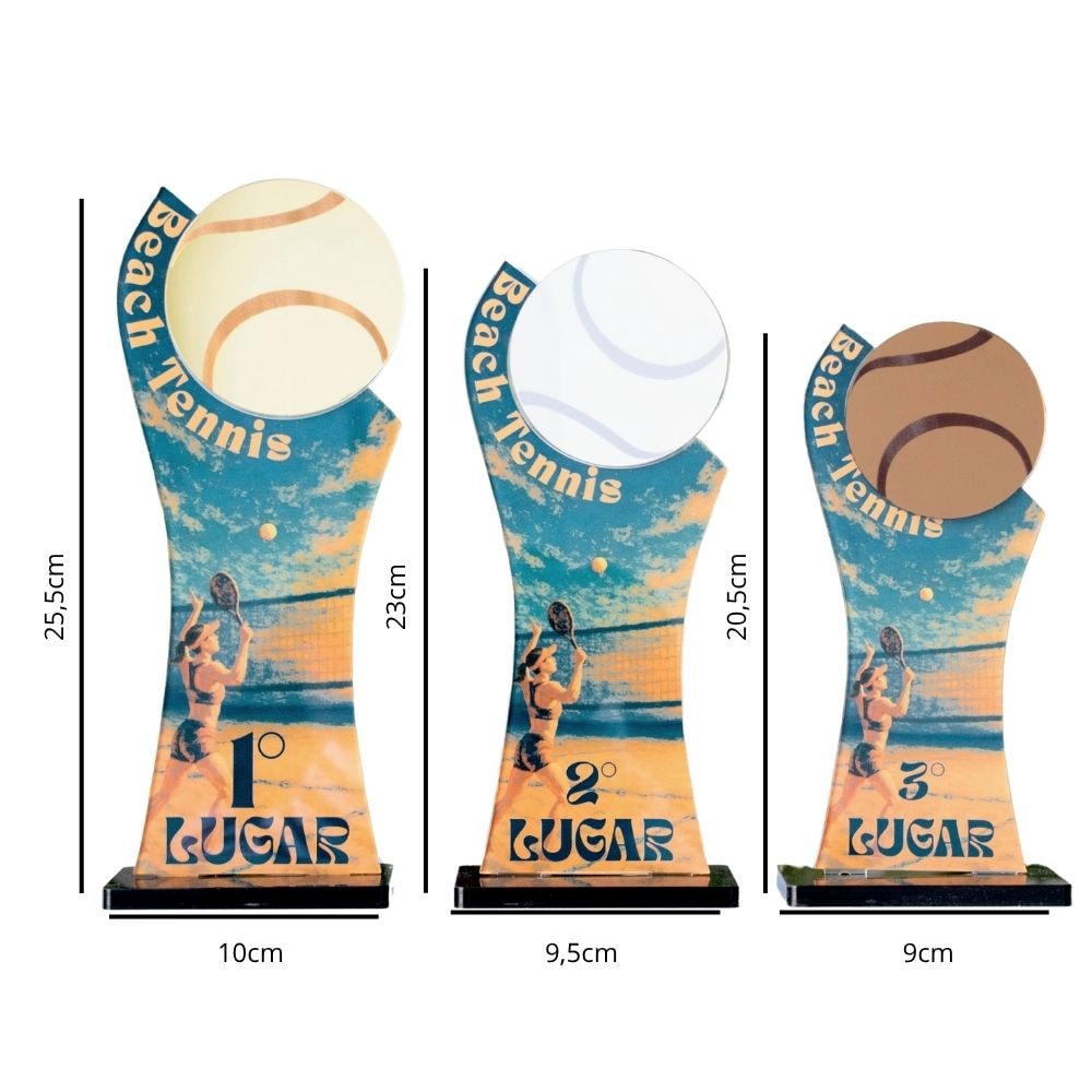 Conjunto de Troféus em Acrílico Beach Tênis sem Personalização