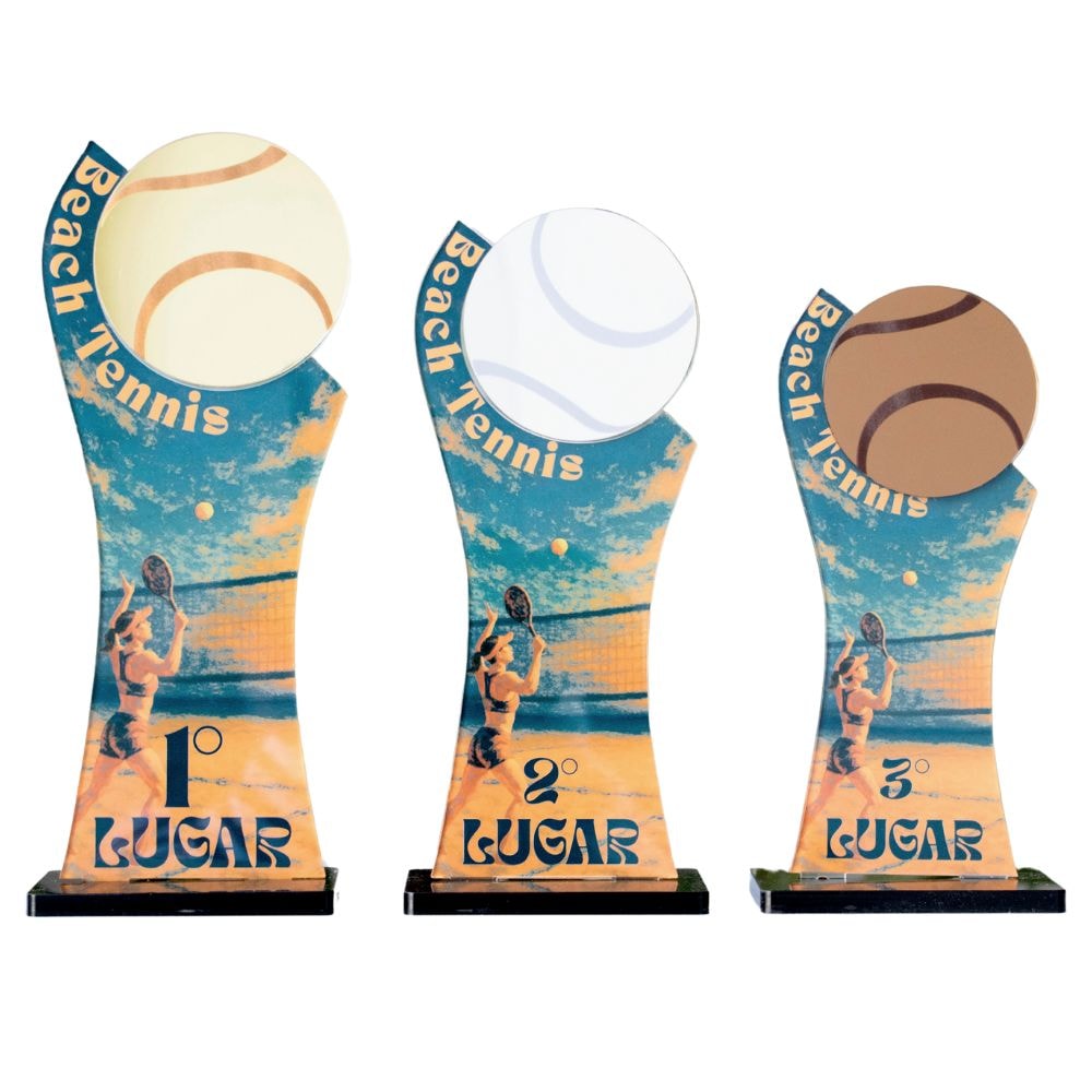 Conjunto de Troféus em Acrílico Beach Tênis sem Personalização