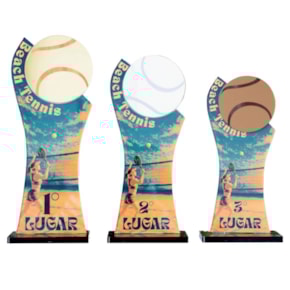 Conjunto de Troféus em Acrílico Beach Tênis sem Personalização