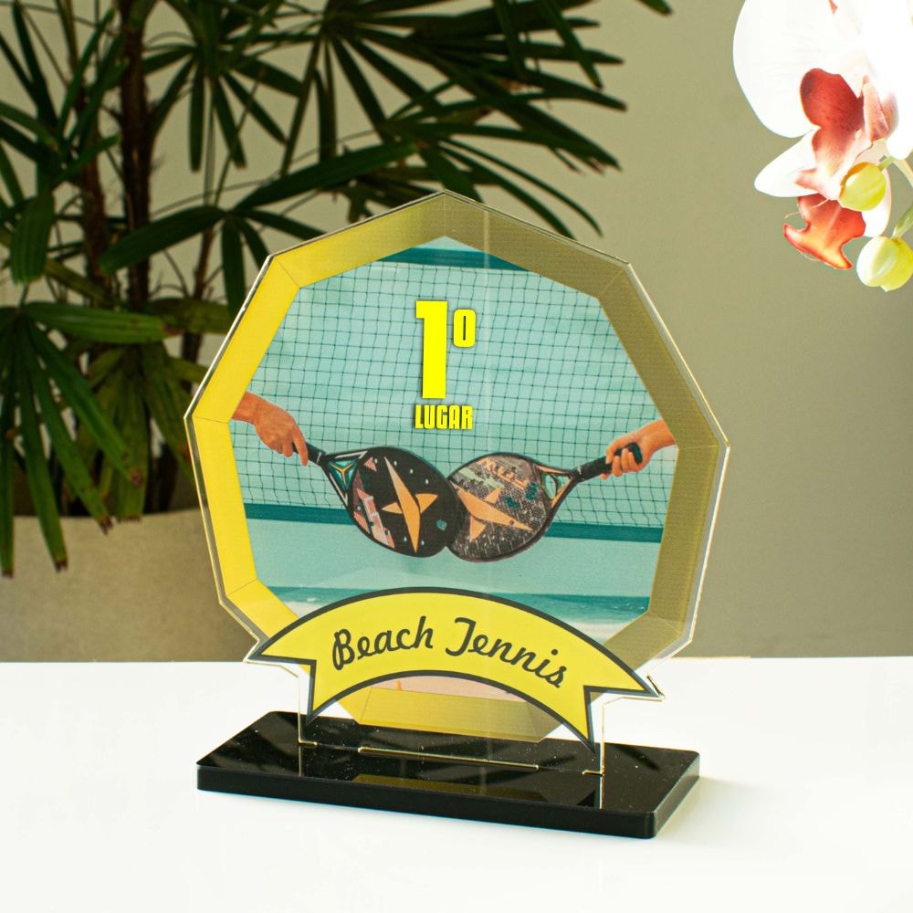 Conjunto de Troféus em Acrílico Competição de Beach Tennis Conjunto de Troféus em Acrílico Competição de Beach Tennis