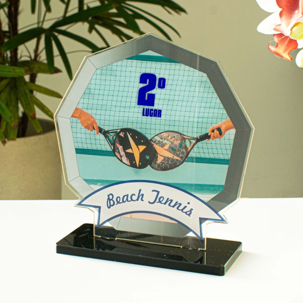 Conjunto de Troféus em Acrílico Competição de Beach Tennis Conjunto de Troféus em Acrílico Competição de Beach Tennis