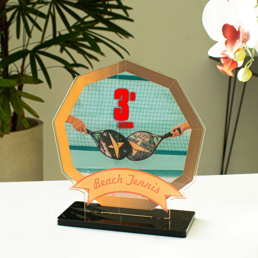 Conjunto de Troféus em Acrílico Competição de Beach Tennis Conjunto de Troféus em Acrílico Competição de Beach Tennis