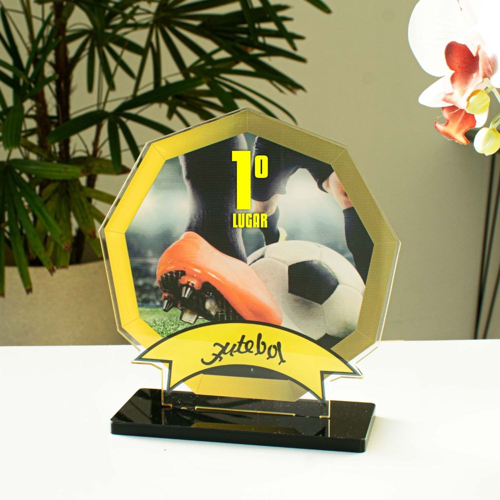 Conjunto de Troféus em Acrílico Competição de Futebol Conjunto de Troféus em Acrílico Competição de Futebol