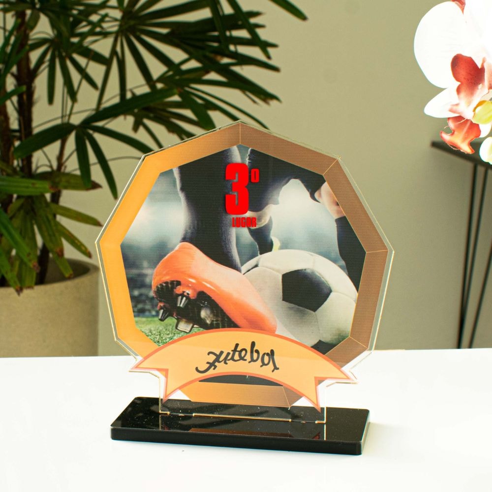 Conjunto de Troféus em Acrílico Competição de Futebol Conjunto de Troféus em Acrílico Competição de Futebol