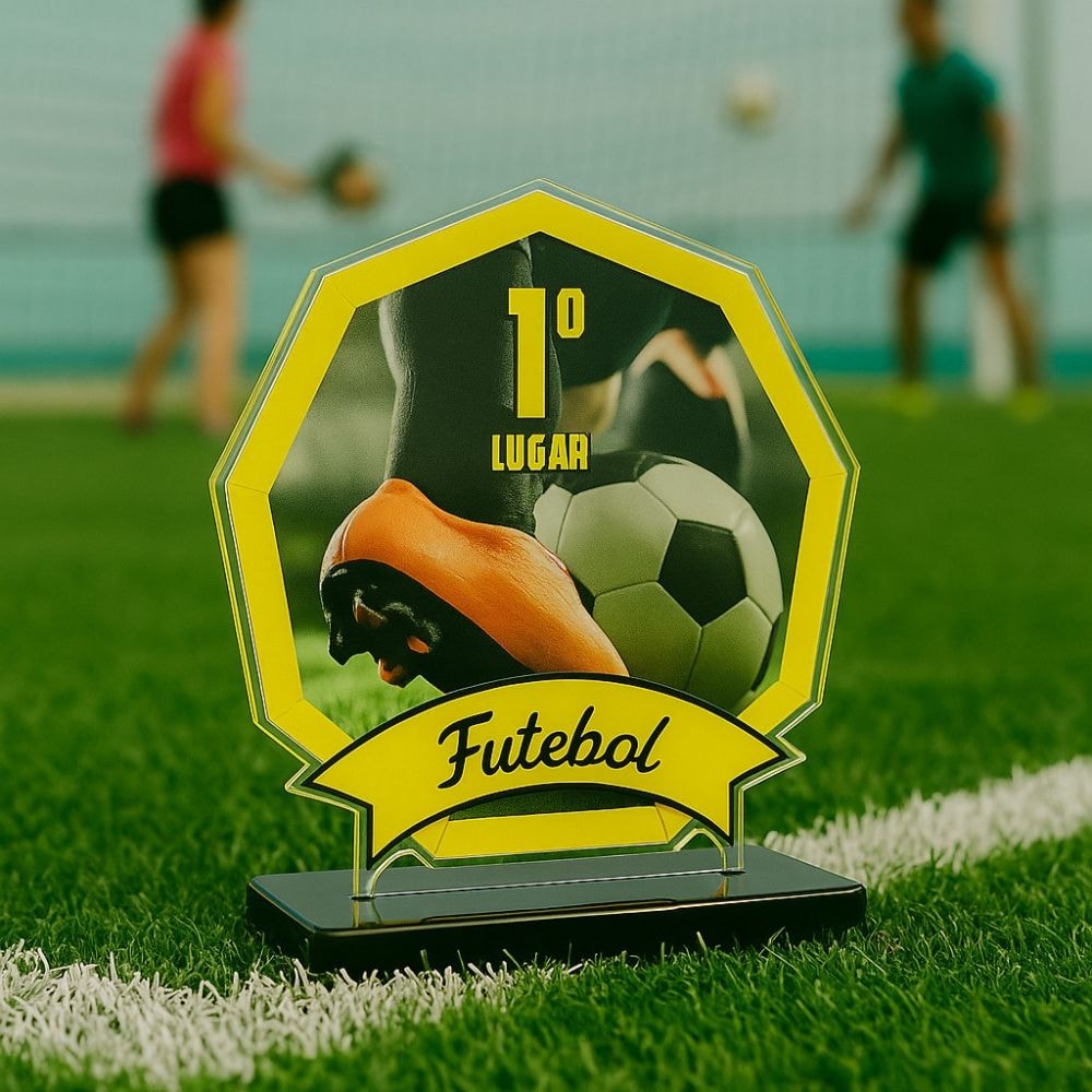 Conjunto de Troféus em Acrílico Competição de Futebol Conjunto de Troféus em Acrílico Competição de Futebol