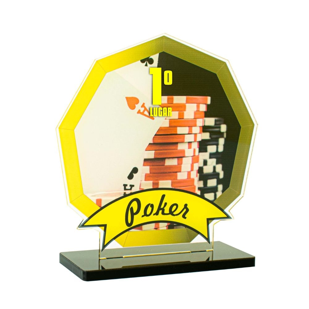 Conjunto de Troféus em Acrílico Competição de Poker Conjunto de Troféus em Acrílico Competição de Poker