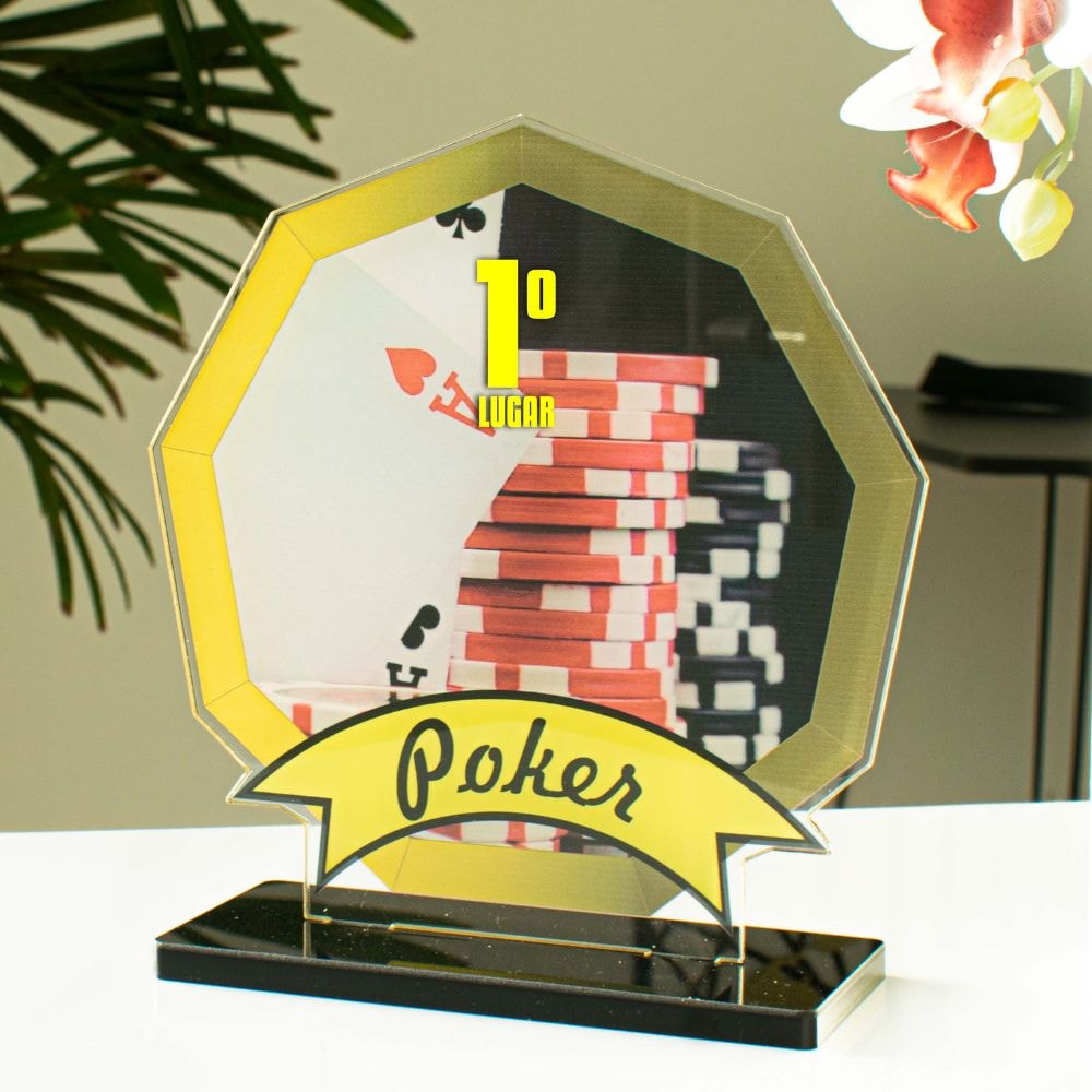 Conjunto de Troféus em Acrílico Competição de Poker Conjunto de Troféus em Acrílico Competição de Poker