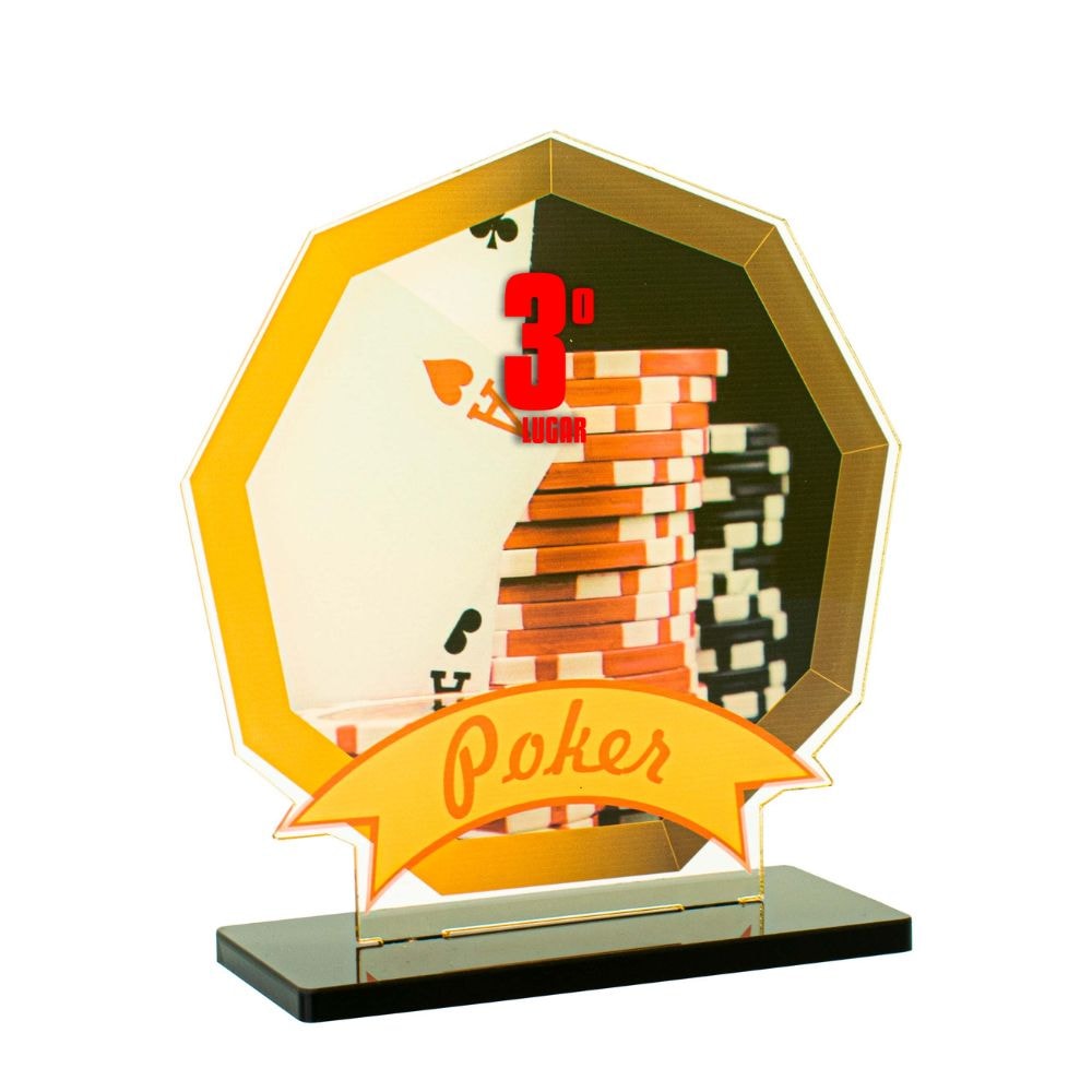 Conjunto de Troféus em Acrílico Competição de Poker Conjunto de Troféus em Acrílico Competição de Poker