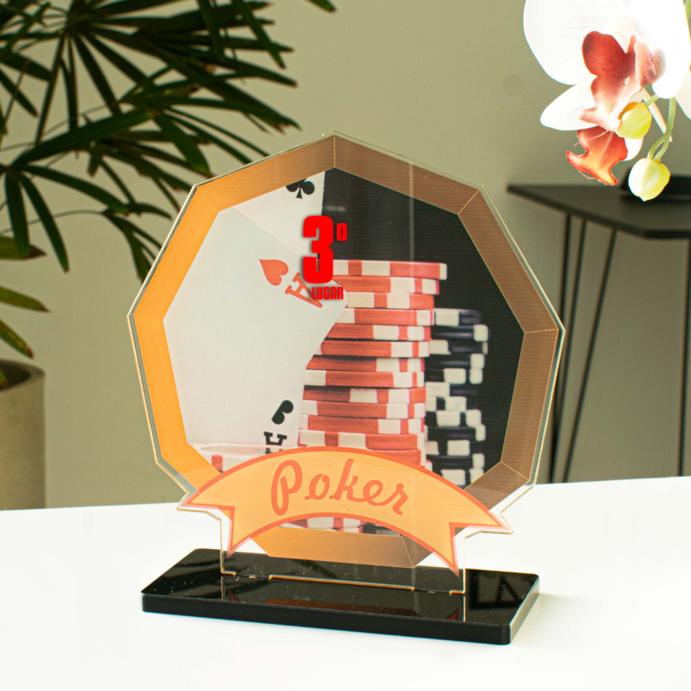 Conjunto de Troféus em Acrílico Competição de Poker Conjunto de Troféus em Acrílico Competição de Poker