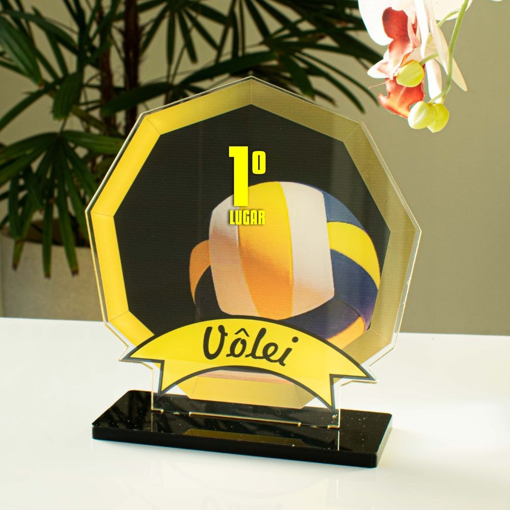 Conjunto de Troféus em Acrílico Competição de Vôlei Conjunto de Troféus em Acrílico Competição de Vôlei