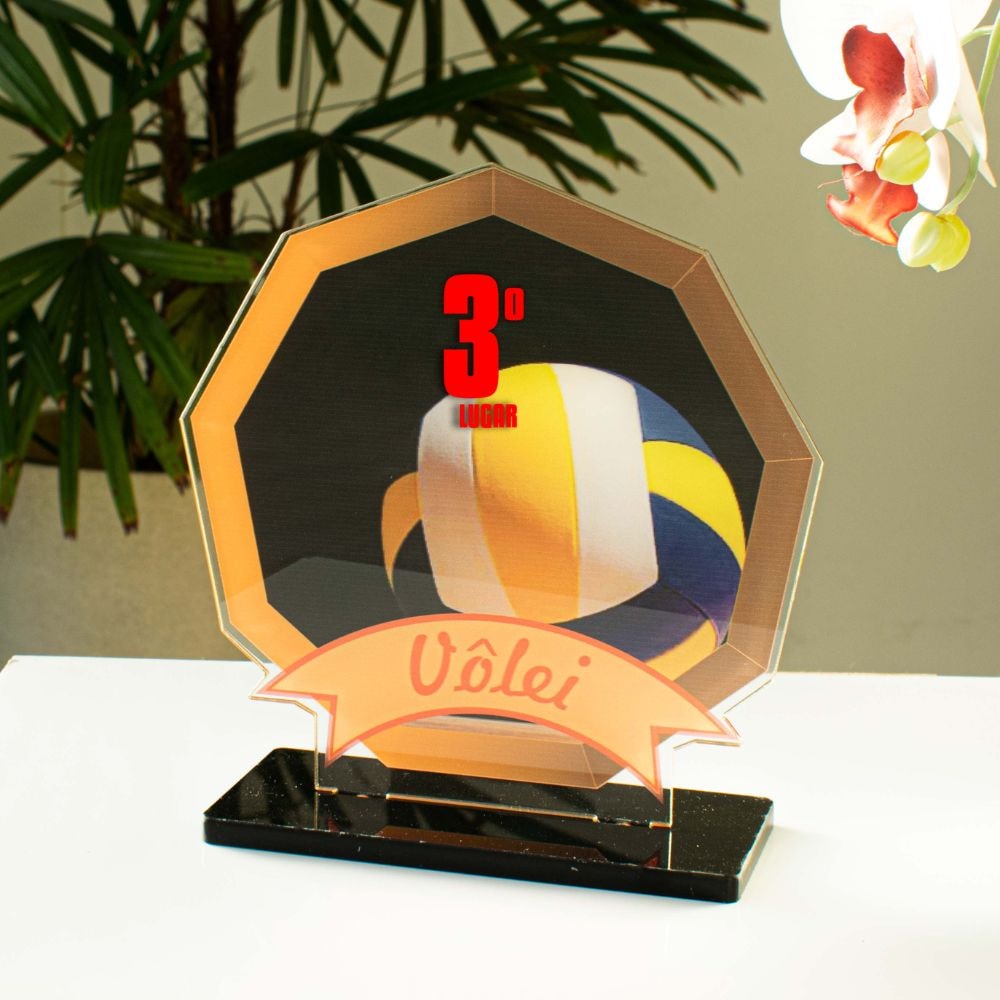 Conjunto de Troféus em Acrílico Competição de Vôlei Conjunto de Troféus em Acrílico Competição de Vôlei