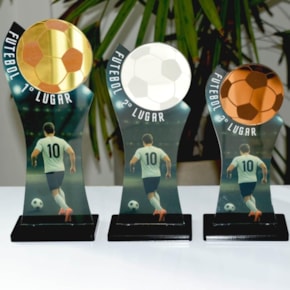 Conjunto de Troféus em Acrílico Futebol sem Personalização