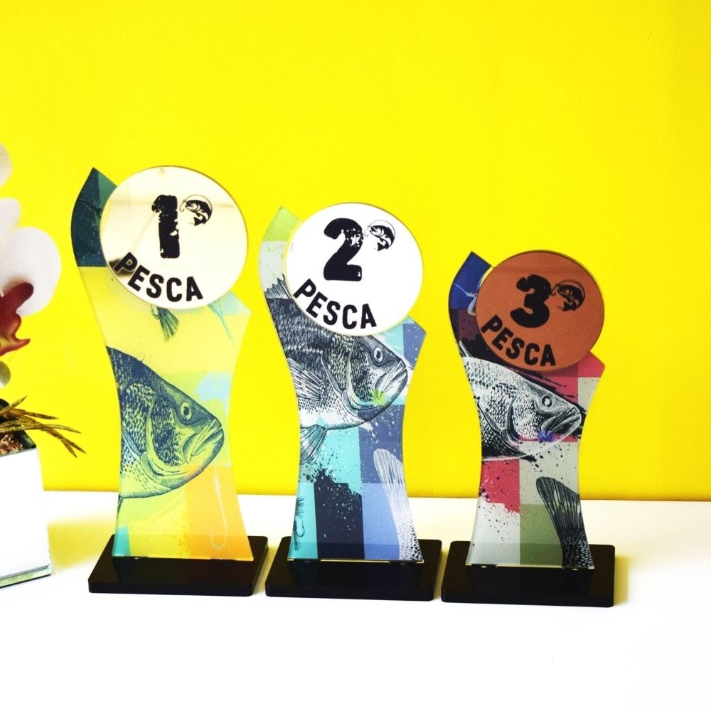 Conjunto de Troféus em Acrílico Pesca sem Personalização