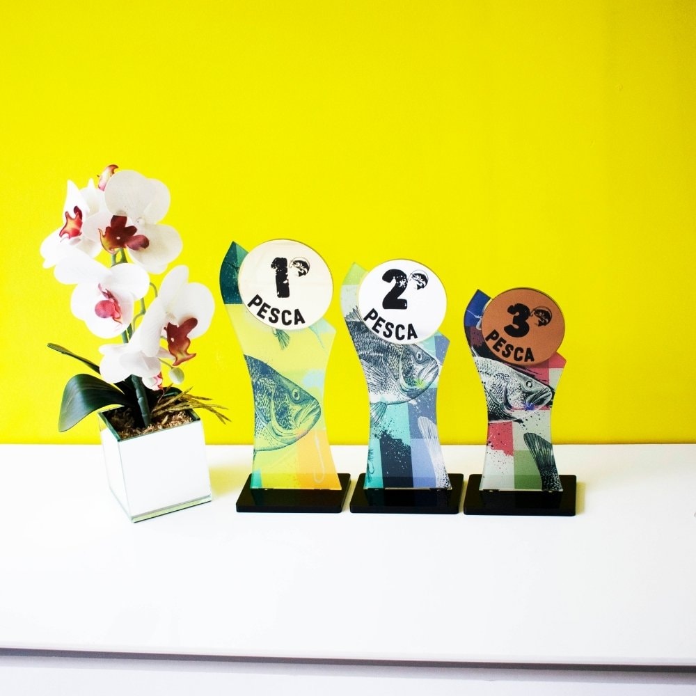 Conjunto de Troféus em Acrílico Pesca sem Personalização