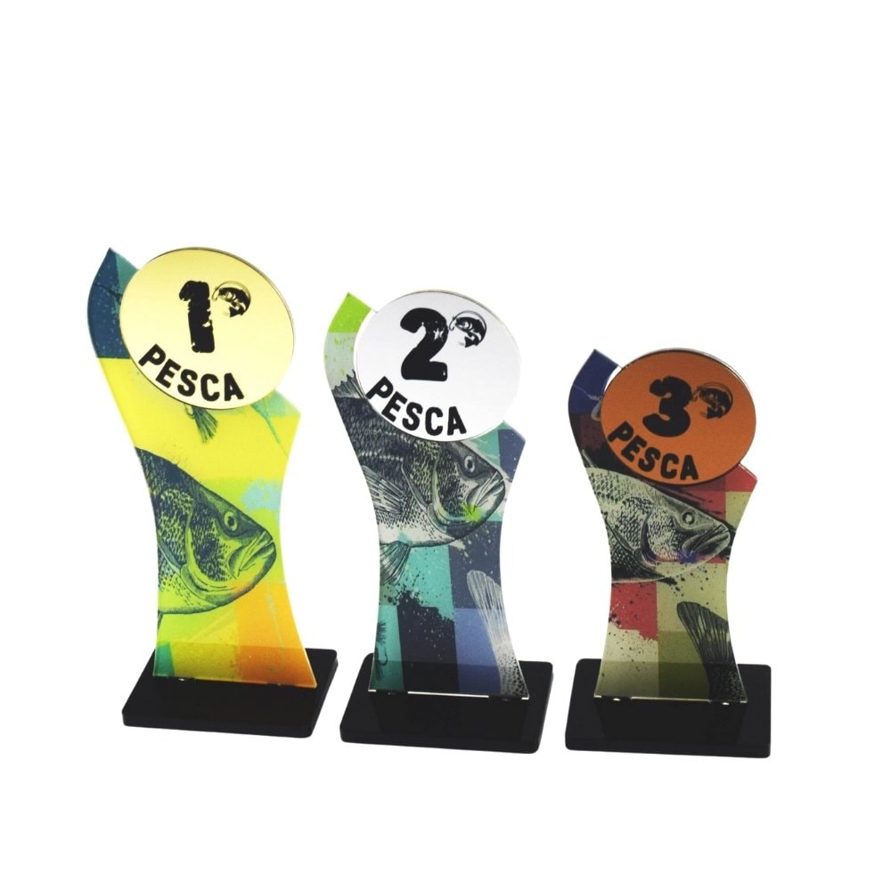 Conjunto de Troféus em Acrílico Pesca sem Personalização
