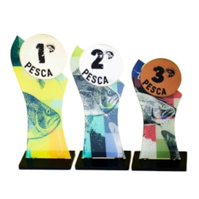 Conjunto de Troféus em Acrílico Pesca sem Personalização