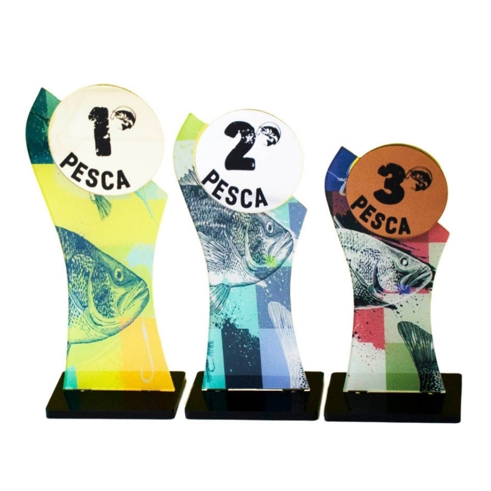 Conjunto de Troféus em Acrílico Pesca sem Personalização Conjunto de Troféus em Acrílico Pesca sem Personalização