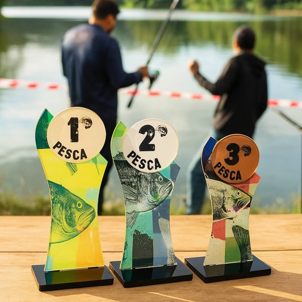 Conjunto de Troféus em Acrílico Pesca sem Personalização