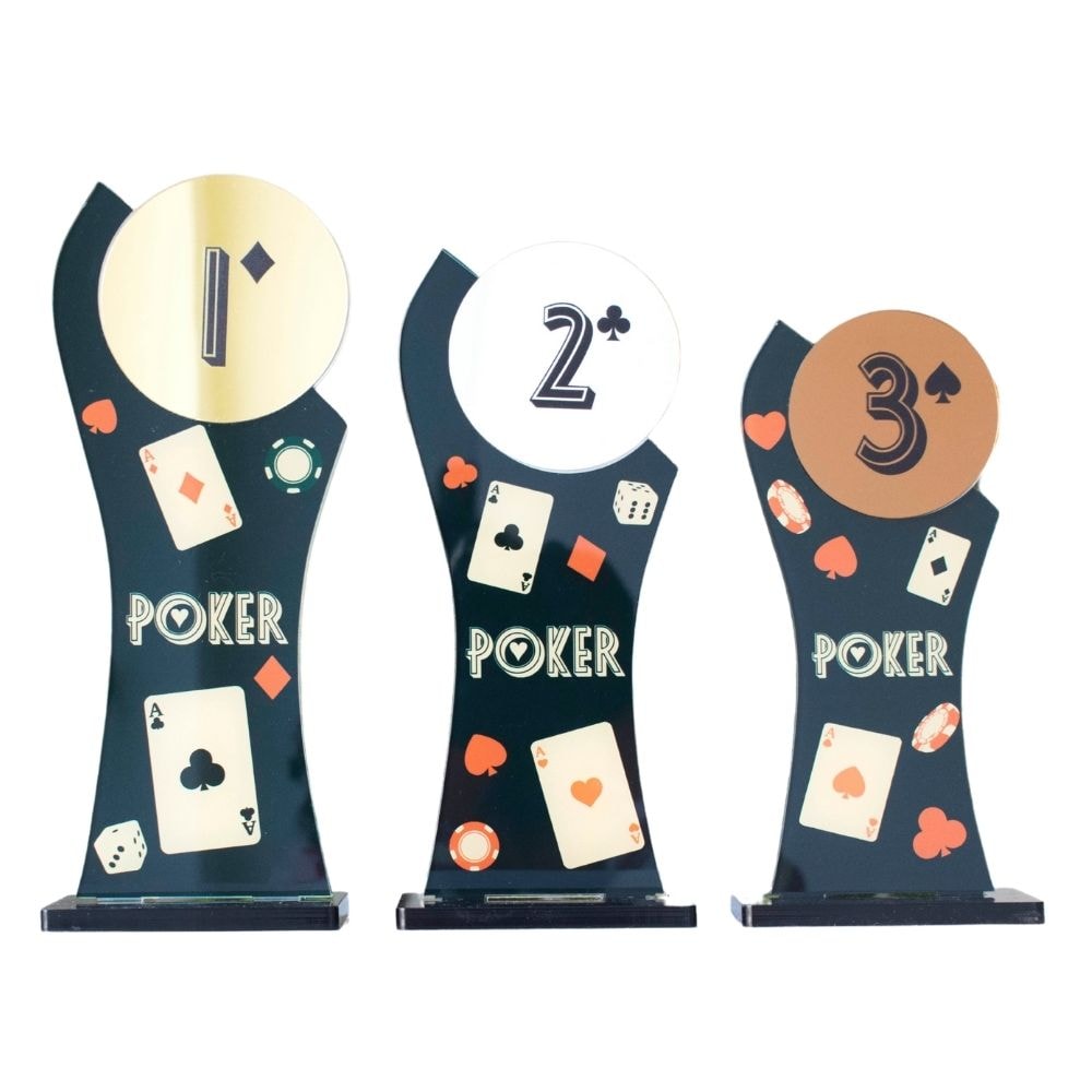 Conjunto de Troféus em Acrílico Poker sem Personalização