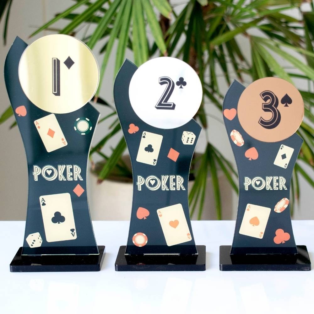 Conjunto de Troféus em Acrílico Poker sem Personalização