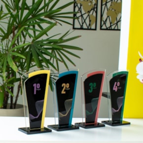Conjunto de Troféus em Acrílico sem Personalização (1°, 2°, 3° e 4° Lugar)