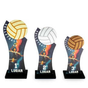 Conjunto de Troféus em Acrílico Volleyball sem Personalização