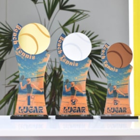 Conjunto de Troféus Masculino Beach Tennis 1 2 3 Lugar