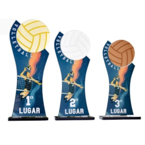 Conjunto de Troféus Masculino Vôlei 1 2 3 Lugar