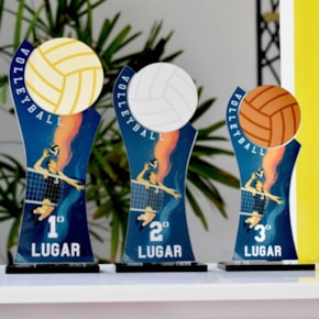 Conjunto de Troféus Masculino Vôlei 1 2 3 Lugar